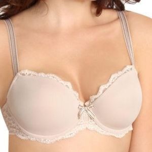 Chantelle Bra Beige Rive Gauche T Shirt Underwire Back Closure 3086 Size 32C.